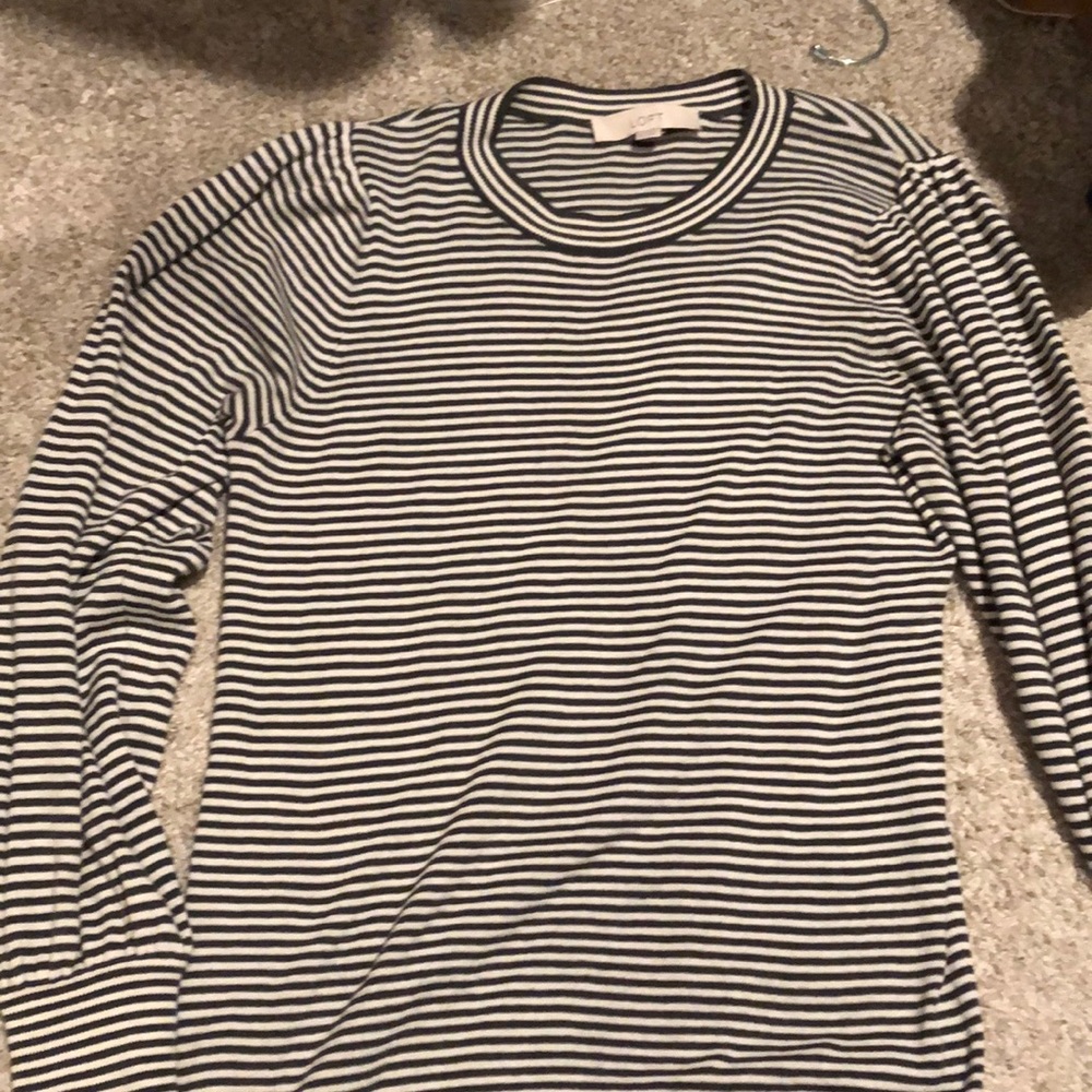 Loft green/white stripe sweater